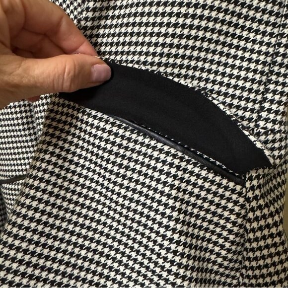 White House Black Market White and Black Houndstooth Blazer Jacket Size 8P - Picture 10 of 12
